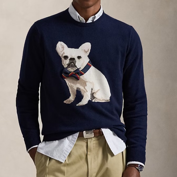 Ralph Lauren Navy Sweater with Dog Motif (Unisex)